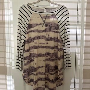 P & Rose Tie-Dye Striped Raglan Top – Cream & Purple (L)